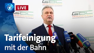 Pressekonferenz Tarifstreit zwischen Deutscher Bahn und GDL beendet [upl. by Cagle]