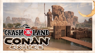 CONAN EXILES  Building a Castle Wall  Ep 7 Survival Gameplay [upl. by Ecinehs]