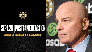 Bruins React After Preseason Loss to Rangers in New York [upl. by Emmye]