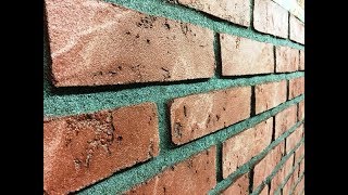 How to install a Realistic Brick Wall or Fireplace with Concrete Overlay or decorative concrete [upl. by Nomzzaj]