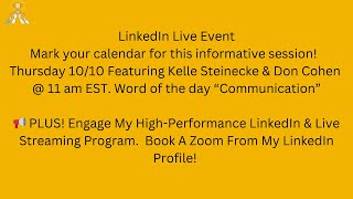 Live Stream Event Featuring Kelle Steinecke amp Don Cohen [upl. by Kirkwood198]