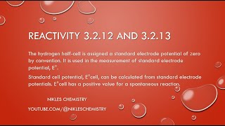 IB Chemistry HL Only  Reactivity 3212 and 3213  Cell Potentials OLD [upl. by Oika255]