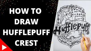 how to draw hufflepuff logocrest shorts [upl. by Dearr619]