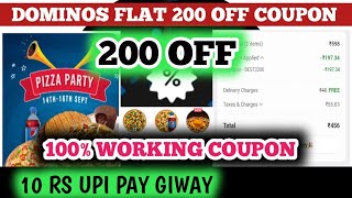 dominos Flat 200 Off Coupon  dominos coupon code today [upl. by Anairad]