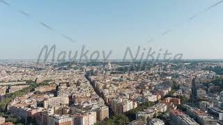 Rome Italy View of the Vatican Dome of the Basilica di San Pietro Flight over the city Evening [upl. by Asyar970]