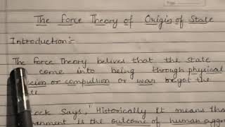 The force theory of origin of society Political science ballb law classes [upl. by Ledairam41]