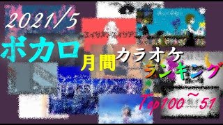 ボカロ月間カラオケ人気曲ランキング 2021年5月 【Top10051】 [upl. by Roman]