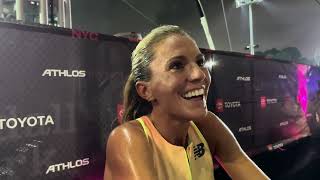 Cory McGee After 1500m At Athlos NYC Talks Having Fun At AllWomens Track Meet [upl. by Yesnek]