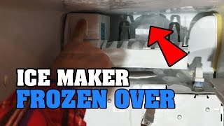 Ice maker FROZEN over  how to FIX your freezer machine [upl. by Innob533]