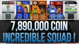 78 MILLION COIN SMOTM NEYMAR SQUAD BUILDER FIFA 13 ULTIMATE TEAM [upl. by Anyalram709]