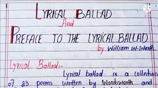 Lyrical Ballad and preface to the lyrical ballad Lyricalballad prefacetoLyricalballad wordsworth [upl. by Jung43]