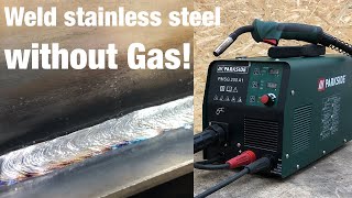 Welding stainless steel with flux cored wire without gas  Parkside® PMSG 200 A1  Test [upl. by Acherman]