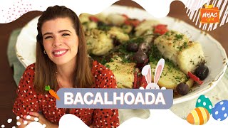 BACALHOADA aprenda a fazer bacalhau com batatas azeitonas e alho  Ju Ferraz no Nhac [upl. by Storer513]