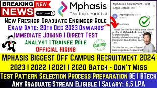 MPHASIS OFF CAMPUS RECRUITMENT 2024  MPHASIS URGENT HIRING  MPHASIS MULTIPLE JOB OPENING 20232020 [upl. by Kolb895]