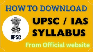 How To Download UPSC Syllabus upsc ka syllabus kaise download kare [upl. by Othe140]