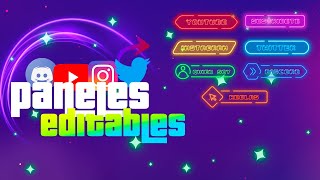 PACK DE PANELES EDITABLE GRATIS🔴 PARA TU CANAL DE TWITCH🌌 ESTILO NEON   PANELES GRATIS 2021 [upl. by Labaw38]