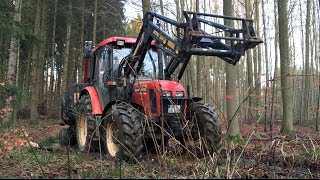 Zetor 7341 amp Perzl Rückewagen PRW 12 beim Holztransport [upl. by Neehs]