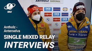 World Cup 2324 AntholzAnterselva Single Mixed Relay Interviews [upl. by Enitsua]