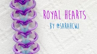 Rainbow Loom Bands Royal Hearts Bracelet by SarahCJW [upl. by Flor]