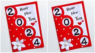 Happy New year card 2024  New year greeting card handmade  DIY New year card 2024 [upl. by Ewan]