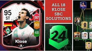 MIROSLAV KLOSE  ALL 18 SBC SOLUTIONS  ICON THROWBACK  MADFUT 24 [upl. by Mae]