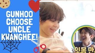 Gunhoo Funny Cute Moments  Gunhoo choose his Uncle Kwanghee for his hairstyle  BusyBeeAyla [upl. by Tobie689]