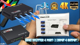 HDMI Splitter 4 Port 1 INPUT 4 OUTPUT  SPLITER 4 PORT FULL HD  Unboxing  Review [upl. by Llyrpa]