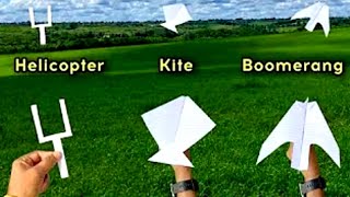 Paper flying helicopterPaper plane kitePaper plane boomerang [upl. by Nnylecyoj990]