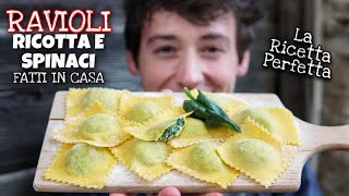 RAVIOLI RICOTTA E SPINACI FATTI IN CASA e PASTA FRESCA ALL’UOVO – ricetta perfetta  Davide Zambelli [upl. by Lumpkin]