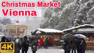 Vienna Christmas Market 2023 🇦🇹 4K Rathausplatz Heavy Snowfall Walking Tour 2023 [upl. by Eedolem]