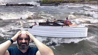 GIANT INFLATABLE YACHT Can it handle Whitewater RAPIDS  BenSabers Reacts [upl. by Ayat]