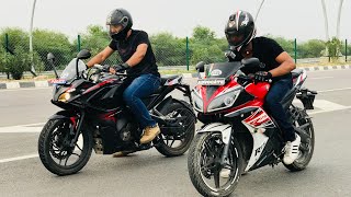 Bajaj PULSAR RS 200 VS YAMAHA R15 DRAG RACE [upl. by Ecirpac]