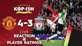 WASTEFUL REDS OUT OF FA CUP  MAN UTD 43 LIVERPOOL  LIVE MATCH REACTION amp PLAYER RATINGS [upl. by Ailemap]