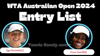 WTA Australian Open 2024 Entry List  Tennis  WTA Tour  Tennis Candy  AO 2024  Aussie Open 2024 [upl. by Eecart]