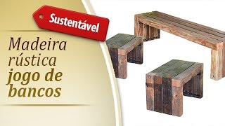 Móveis Rústicos  Banco em cruzetas  Jogo de banco em madeira rústica  Móvel rústico moderno [upl. by Oralia]