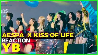 AESPA and KISS OF LIFE Reaction YB HANTEO MUSIC AWARDS 2024 [upl. by Zosema485]