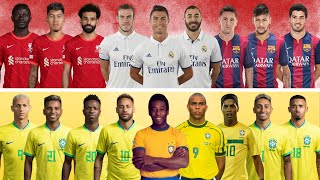 Liverpool Trio BBC MSN vs Brazil Legends  Ronaldo Messi Neymar Salah Firmino Pele Vinicius [upl. by Elleda543]