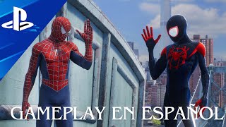 Gameplay de MarvelsSpiderMan2 dúo del traje de telarañas y Un nuevo universo gameplay en Español [upl. by Leizar]