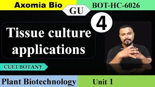 L4 Plant tissue culture Applications CUET Dr Rajib Borah  Bsc Botany 6th sem Axomia Bio [upl. by Nevin]