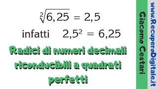 03 radici di numeri decimali riconducibili a quadrati perfetti [upl. by Atiuqihc]