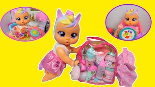 Cry babies Crawling doll Jennas Morning Routine and packing baby bag [upl. by Jacques]