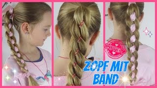 ZopfPferdeschwanz mit Band♥ 4 Strähnen Zopf♥coole Mädchen [upl. by Naaitsirhc829]