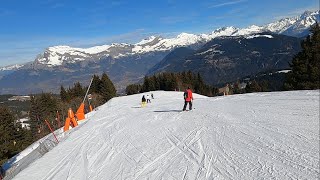 Skiing BLUE slope CLEMENTINES WITH FALL at MEGEVE ski resort  GoPro HD POV  Feb 2024 [upl. by Acimaj]