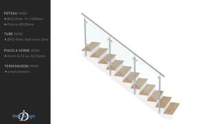 garde corps escalier verre kit 3m pose laterale [upl. by Alake]