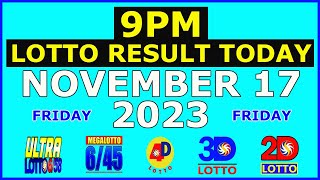 9pm Lotto Result Today November 17 2023 Friday [upl. by Zeiler]