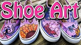 DIY FreeStyle Art For Shoes Tutorial  Zentangle Designs [upl. by Armelda]