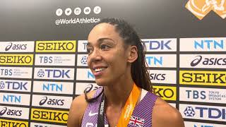 Katarina JohnsonThompson says its the best day of her life after winning 2023 Worlds Heptathlon [upl. by Edmonda]