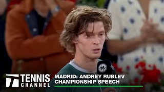 Andrey Rublevs 2024 Madrid Open Championship Speech  2024 Madrid Final [upl. by Loyce866]