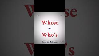 Whose vs Whos vocabulary english learnenglish education englishgrammar education educational [upl. by Beutler327]