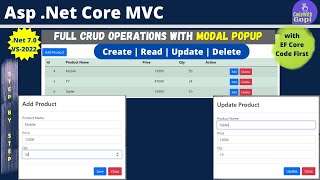 Full CRUD Operations Using Modal Popup in ASPNET Core MVC  CRUD Application with ASPNET Core [upl. by Ordnagela]